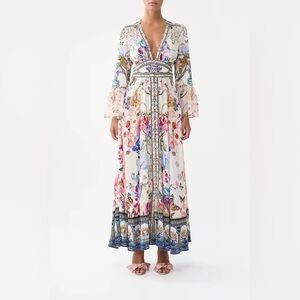 Boho Floral Butterfly Maxi Dress – V-Neck Long Sleeve Romantic NWT